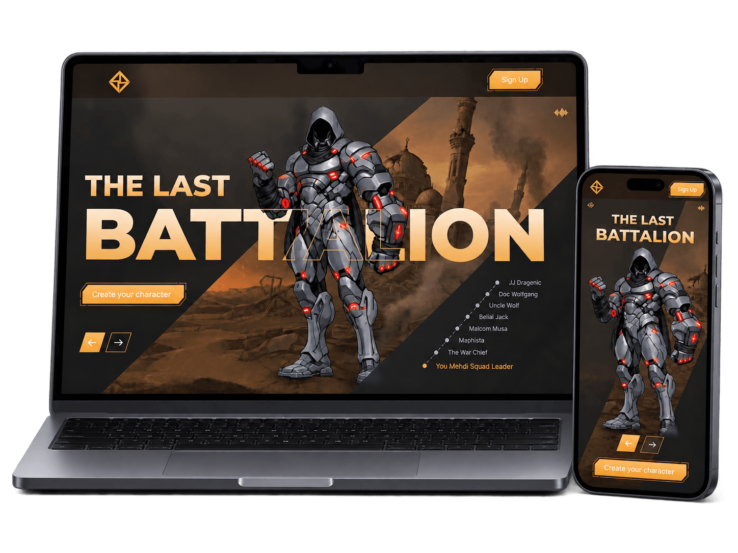 The Last Battalion on laptop and phone