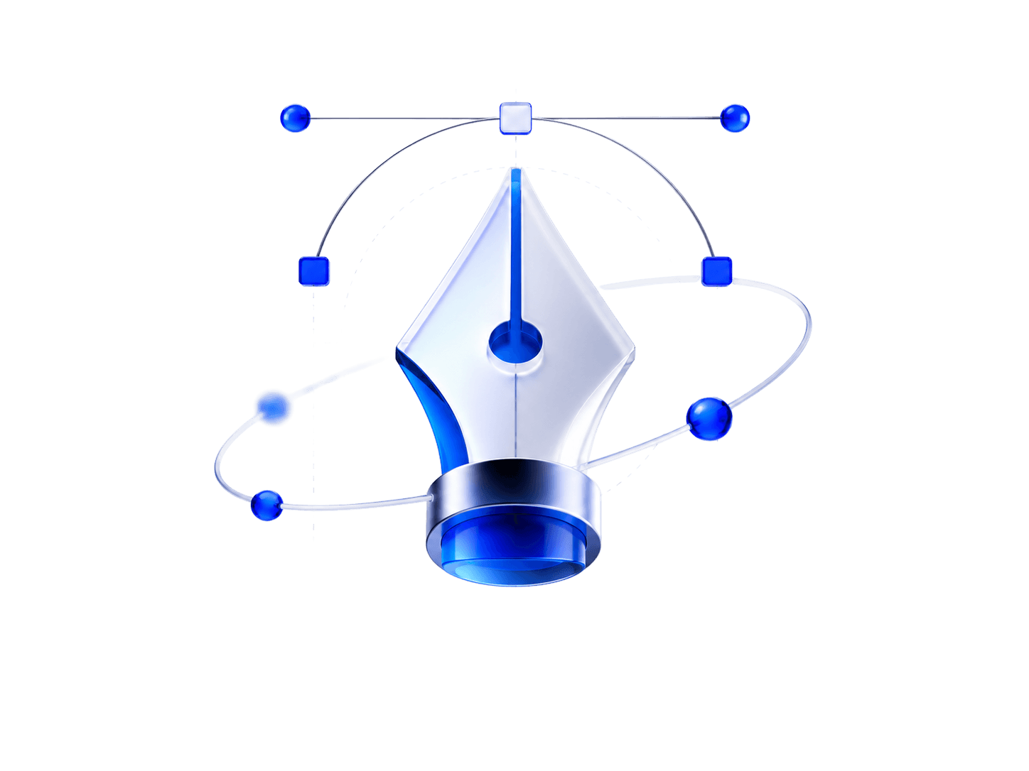 Pen nib illustration with bezier handles